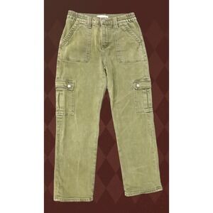 Vervet Olive Green Cargo Pants Straight Leg High Rise V3376AG Size 27